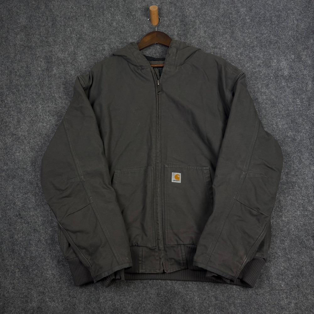 Carhartt J130-M Active Jacket Mens 2XL Gravel Grey Loose Fit Hooded Work Coat